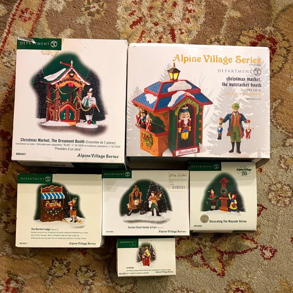 Department 56 Alpine Village Christmas Market Set